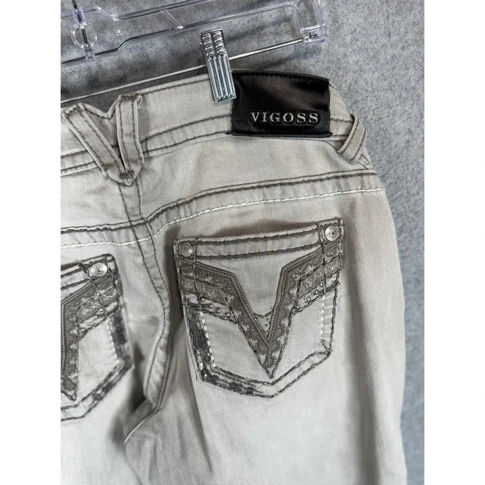 Vigoss The Chelsea Skinny Jeans Womens 11/12 Embroidered Pockets Stretch Denim